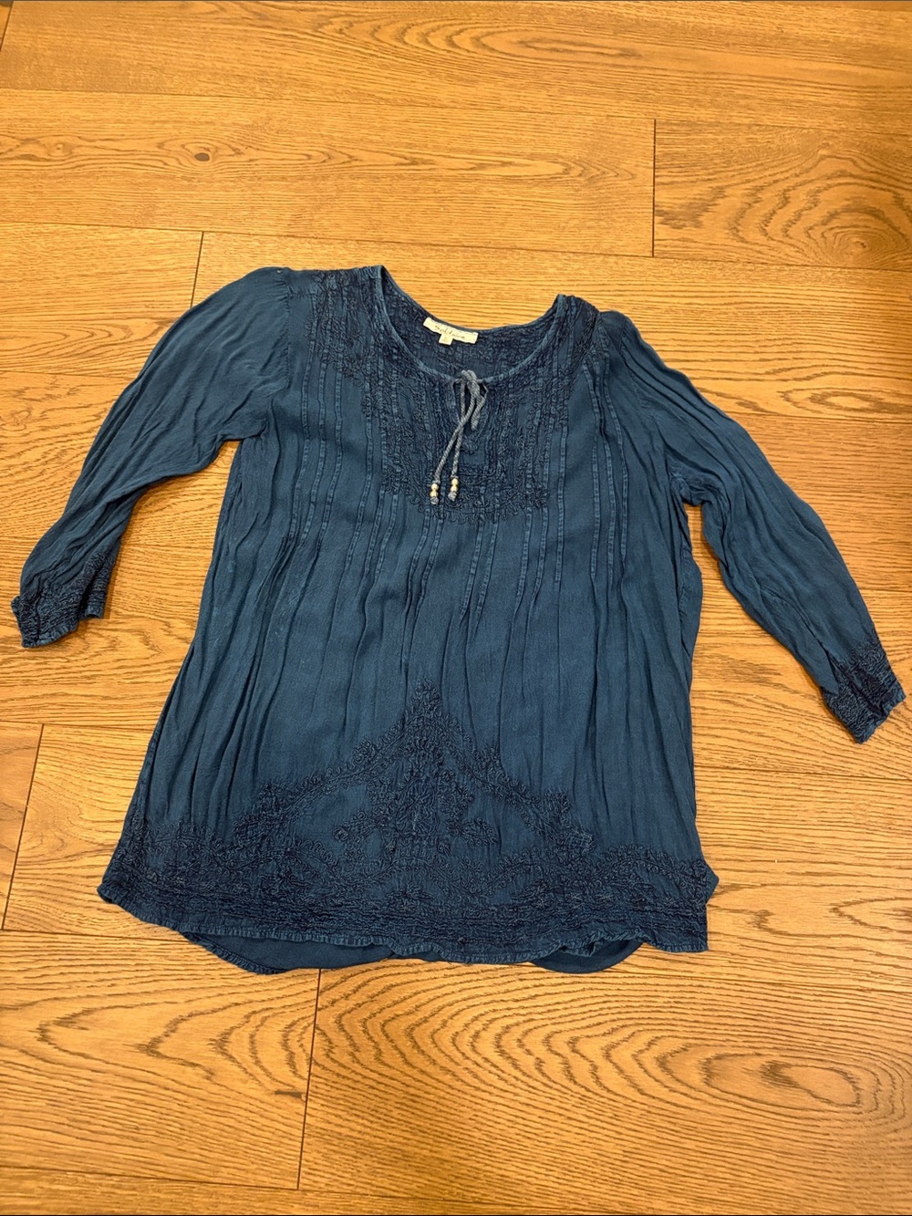 Solitaire Deep Teal Embroidered Tunic Top